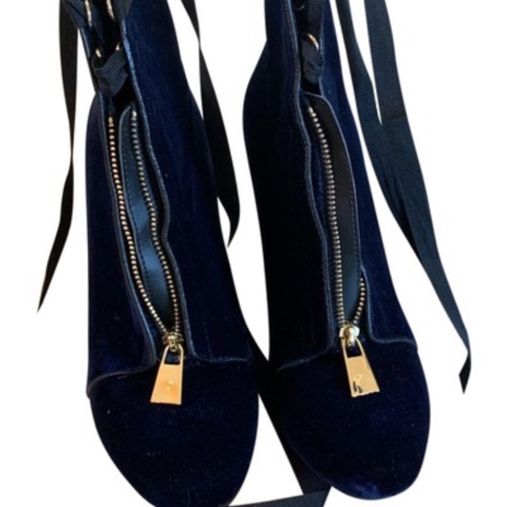 Zara Blue Velvet Boots/Booties